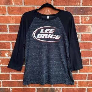 Lee Brice Womens Large Black Gray Raglan Sleeve Tshirt